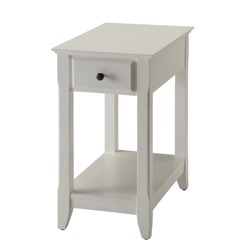 Table d'appoint fine en bois avec tiroir et étagère ouverte