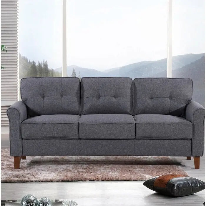 Linen Tufted Loveseat with Square Arms