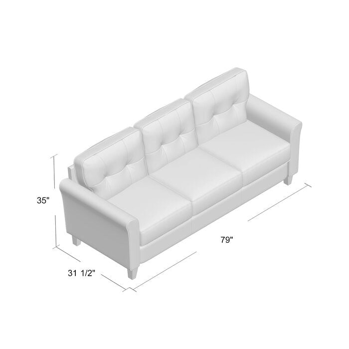 Linen Tufted Loveseat with Square Arms