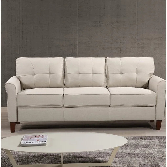 Linen Tufted Loveseat with Square Arms