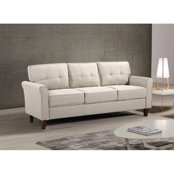 Linen Tufted Loveseat with Square Arms