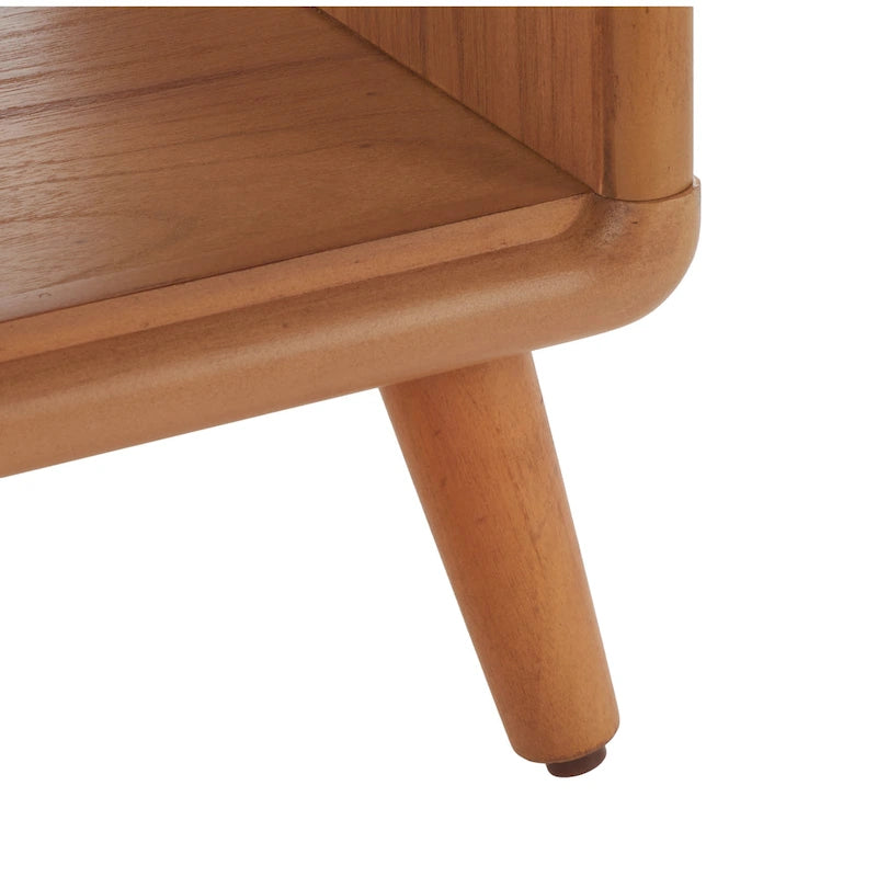 Banc rembourré avec étagère ouverte et pieds effilés