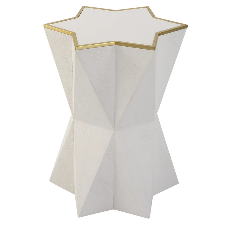Table d'appoint en forme d'étoile avec revêtement en similicuir grainé et bordure feuille d'or