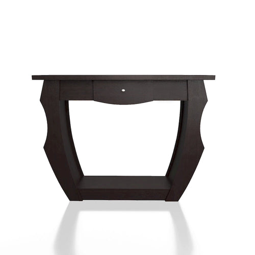 39-Inch Sculptural Console Table with Curved Sides, Drawer and Open Shelf