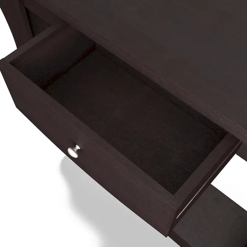 39-Inch Sculptural Console Table with Curved Sides, Drawer and Open Shelf