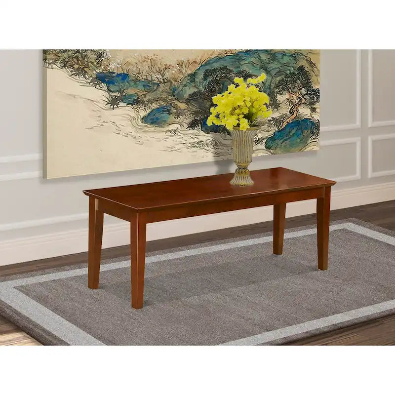 51-Inch Rubberwood Dining Bench with Solid Wood Seat in 3 Finish Options