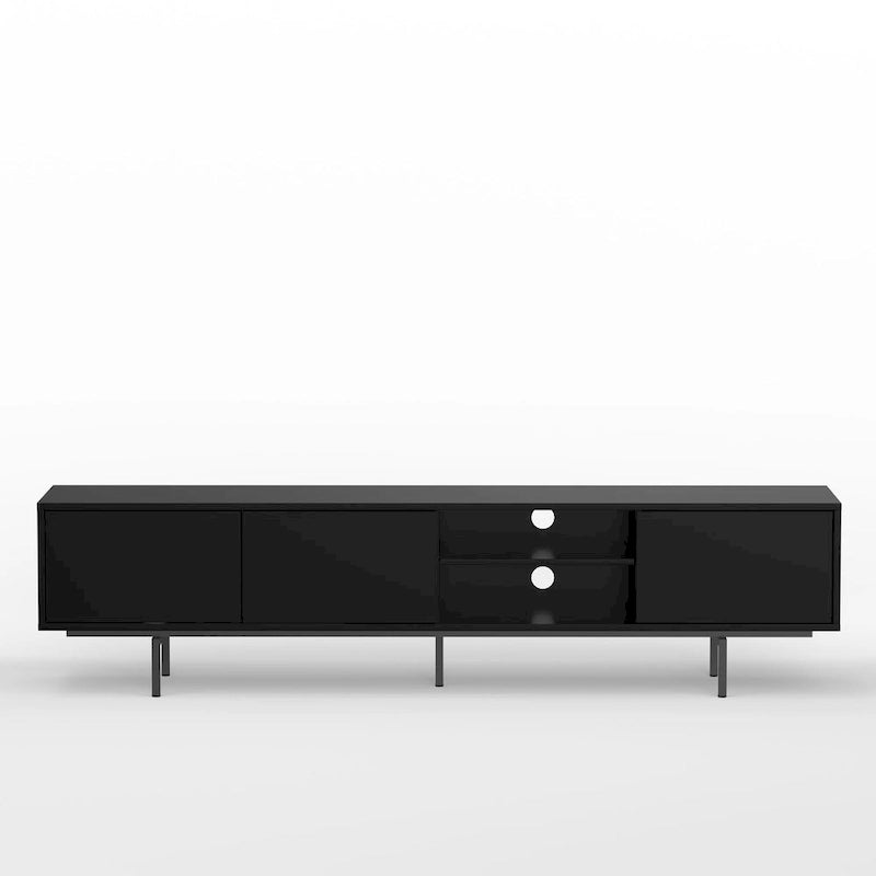 78-Inch Mid-Century Modern Lowboy TV Stand Console with Open Shelf Storage
