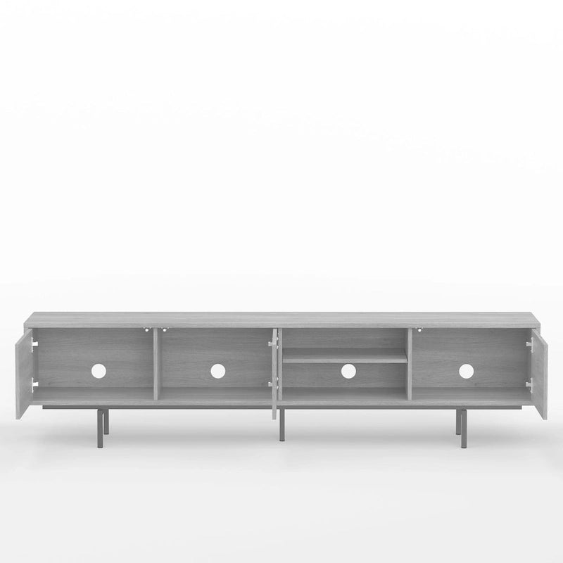 78-Inch Mid-Century Modern Lowboy TV Stand Console with Open Shelf Storage