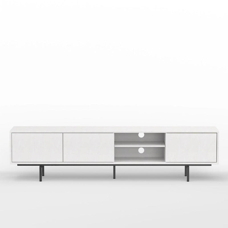 78-Inch Mid-Century Modern Lowboy TV Stand Console with Open Shelf Storage