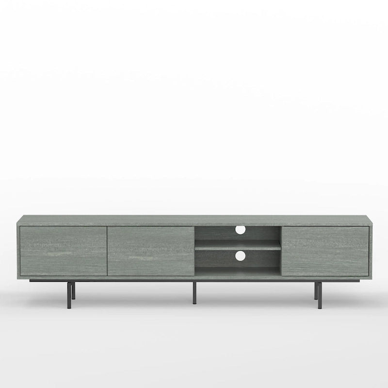 78-Inch Mid-Century Modern Lowboy TV Stand Console with Open Shelf Storage