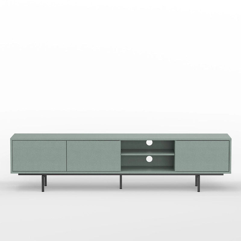 78-Inch Mid-Century Modern Lowboy TV Stand Console with Open Shelf Storage