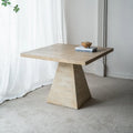 Table à manger carrée en ciment avec piédestal élancé