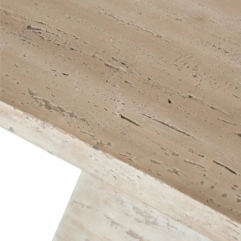 Table à manger carrée en ciment avec piédestal élancé