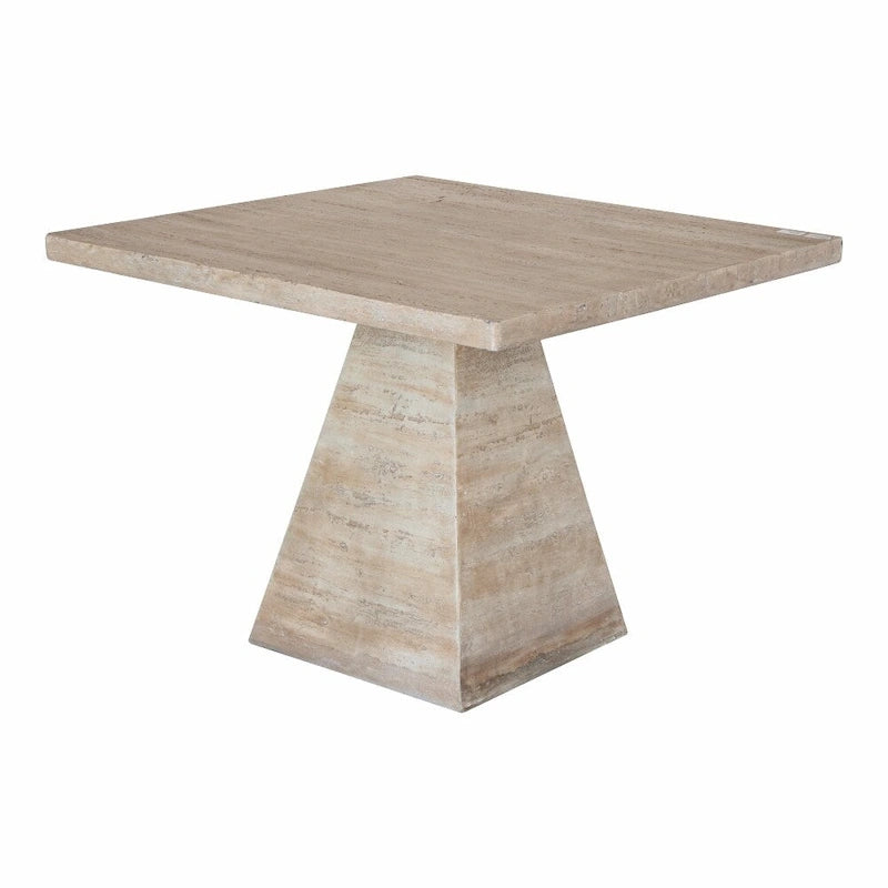 Table à manger carrée en ciment avec piédestal élancé
