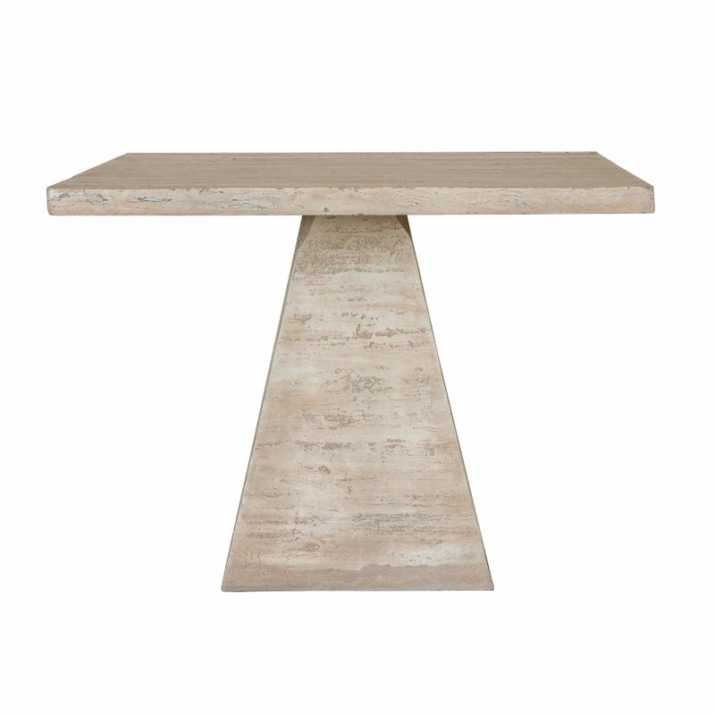 Table à manger carrée en ciment avec piédestal élancé