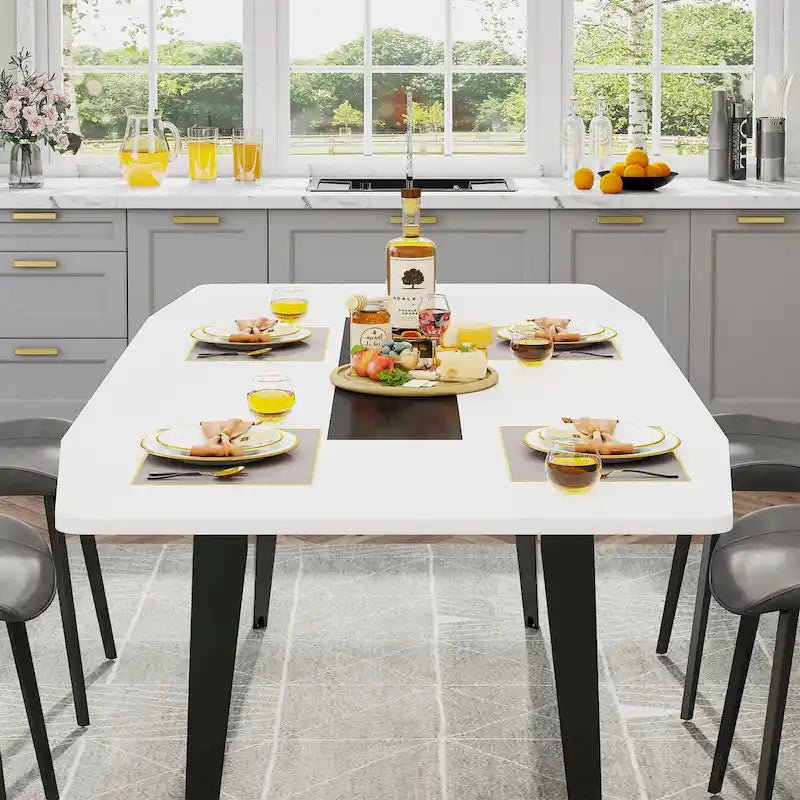 71-Inch Large Dining Table for 6-8 People with Metal Legs