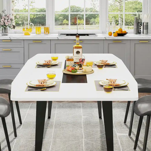Grande table à manger de 180 cm pour 6-8 personnes avec pieds en métal