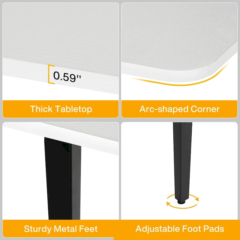 71-Inch Large Dining Table for 6-8 People with Metal Legs