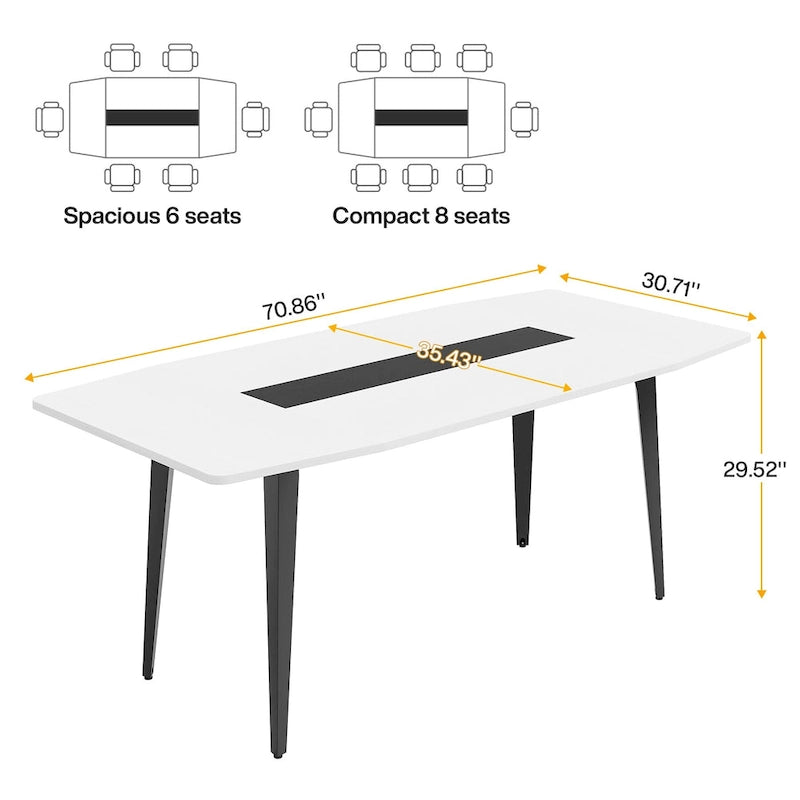 71-Inch Large Dining Table for 6-8 People with Metal Legs