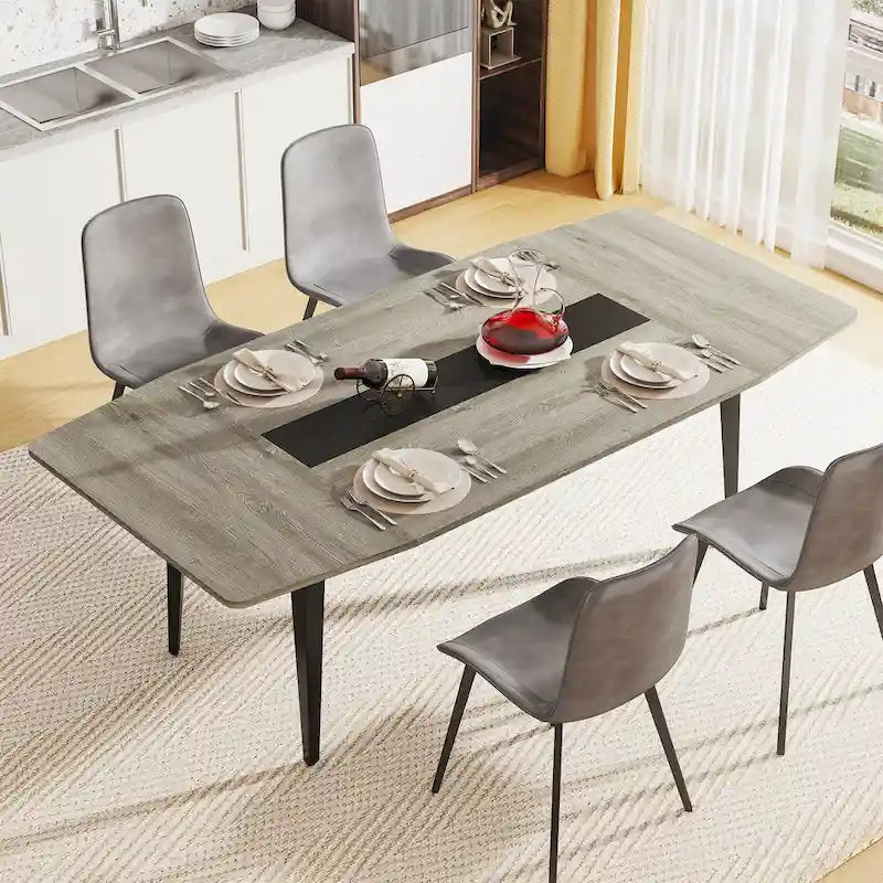 71-Inch Large Dining Table for 6-8 People with Metal Legs