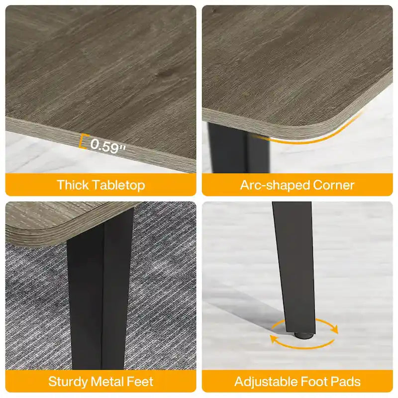 71-Inch Large Dining Table for 6-8 People with Metal Legs