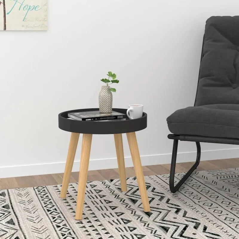 Table d'appoint carrée scandinave avec plateau amovible et pieds en pin massif