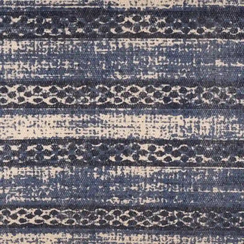 Antique Blue Distressed Upholstered Rectangular Bench