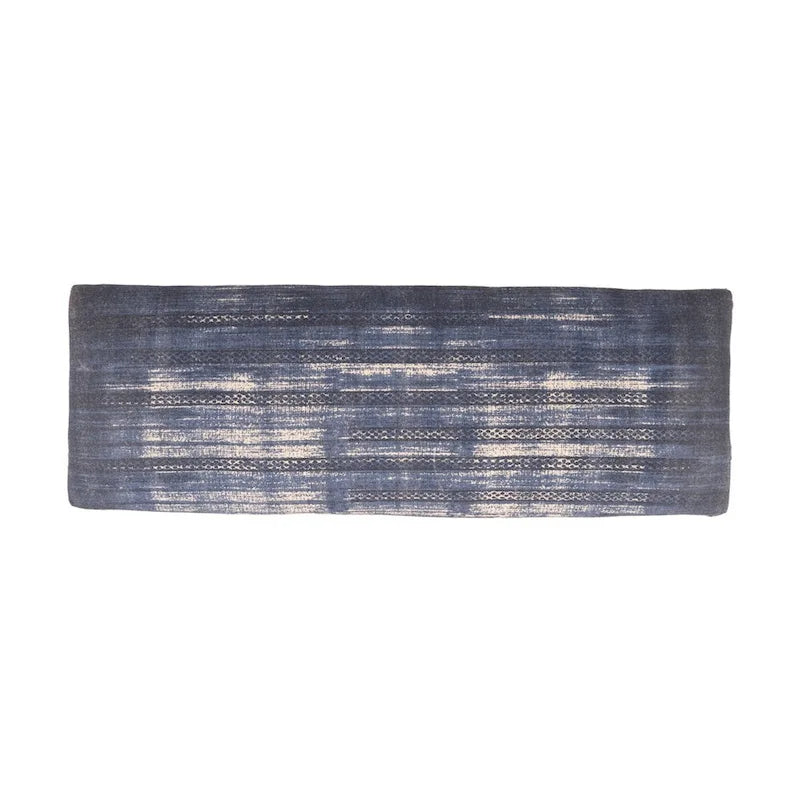 Antique Blue Distressed Upholstered Rectangular Bench
