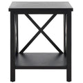 Table d'appoint en bois avec piètement en X ouvert et étagère de rangement inférieure