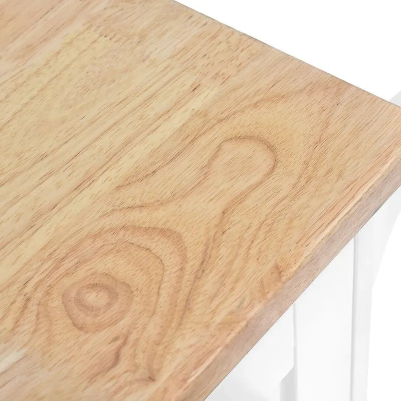Dessertes de cuisine roulantes avec plan de travail en bois d'hévéa, 2 tiroirs et étagères de rangement