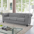 3-Seater Chesterfield Sofa with Deep Button Tufting and Solid Wood Legs