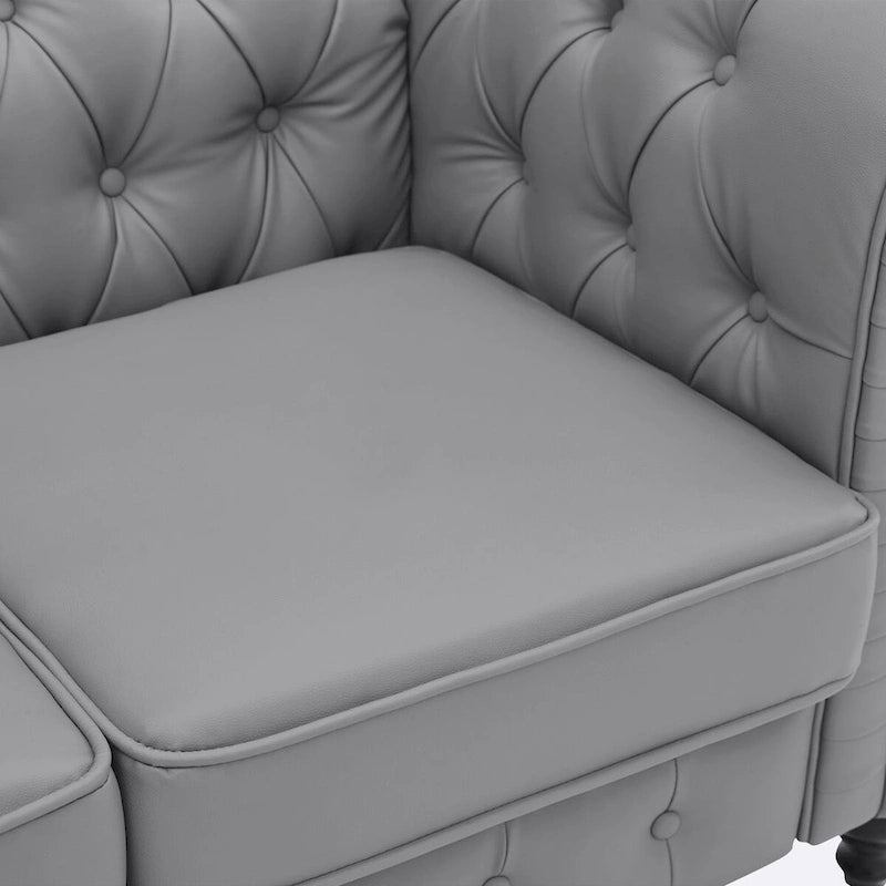 3-Seater Chesterfield Sofa with Deep Button Tufting and Solid Wood Legs