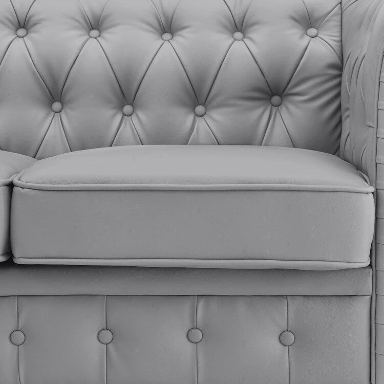 3-Seater Chesterfield Sofa with Deep Button Tufting and Solid Wood Legs
