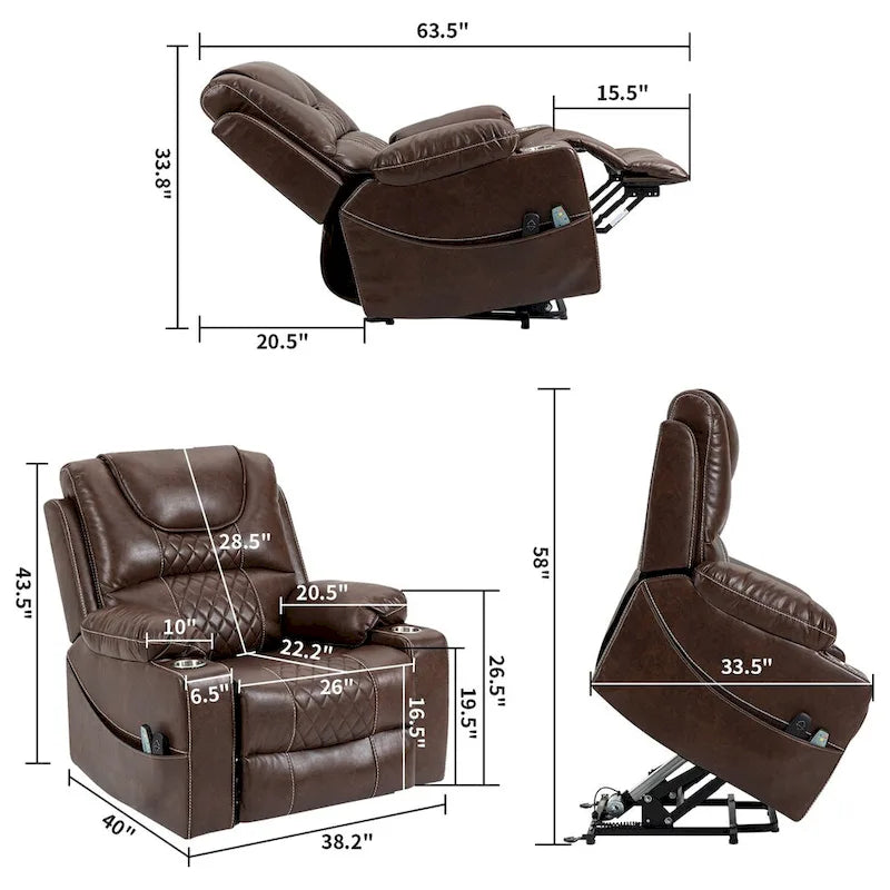 Power Lift Recliner Chair with Massage, Heating and Dual Motor