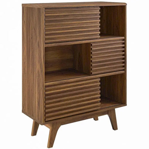 3-Tier Mid-Century Modern Display Storage Cabinet with Tapered Legs