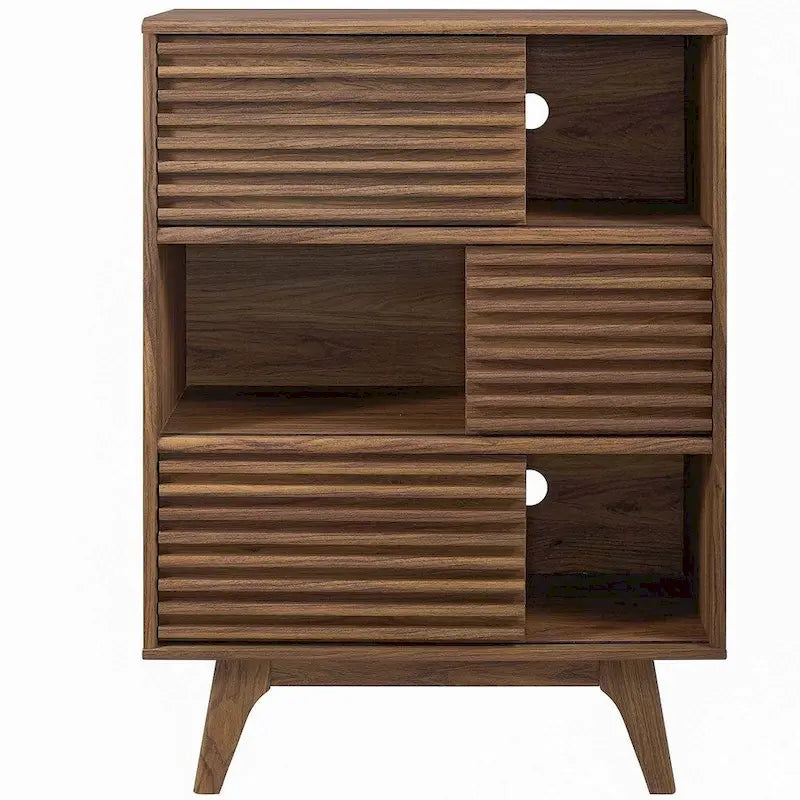 3-Tier Mid-Century Modern Display Storage Cabinet with Tapered Legs