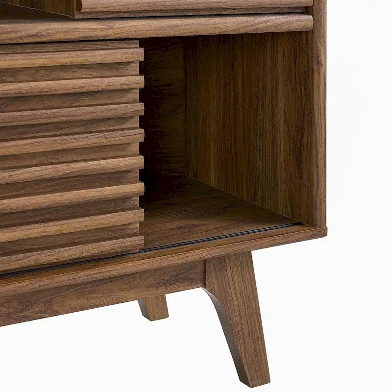 3-Tier Mid-Century Modern Display Storage Cabinet with Tapered Legs