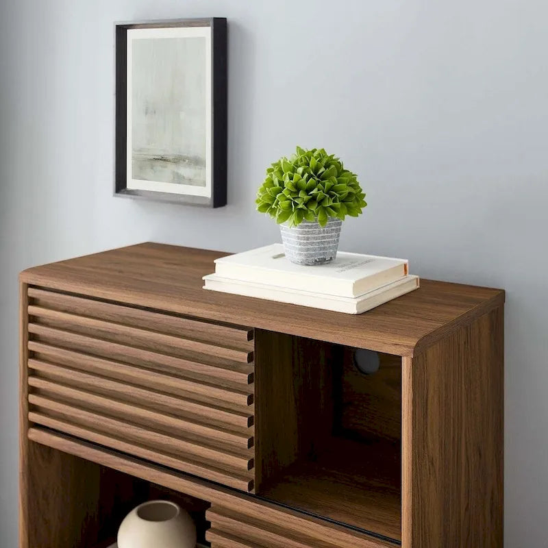 3-Tier Mid-Century Modern Display Storage Cabinet with Tapered Legs