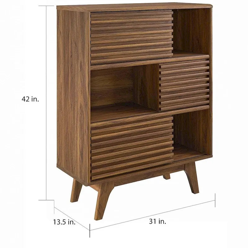 3-Tier Mid-Century Modern Display Storage Cabinet with Tapered Legs
