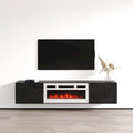 70-Inch Floating TV Stand with Built-In Electric Fireplace Insert