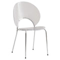 Chaise de salle à manger moderne empilable en plastique avec piètement chromé