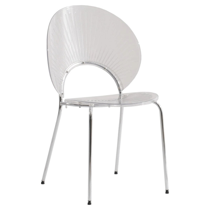 Modern Stackable Plastic Dining Chair with Chrome Base