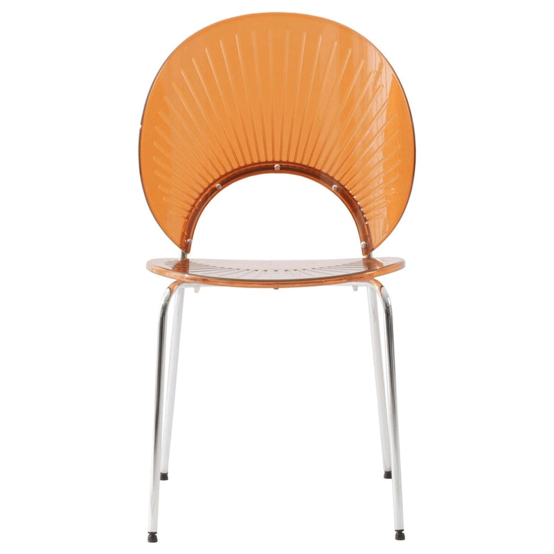 Chaise de salle à manger moderne empilable en plastique avec piètement chromé