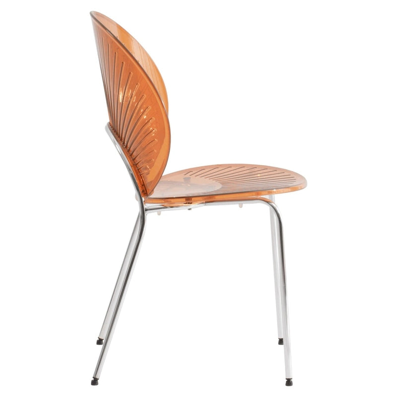 Chaise de salle à manger moderne empilable en plastique avec piètement chromé