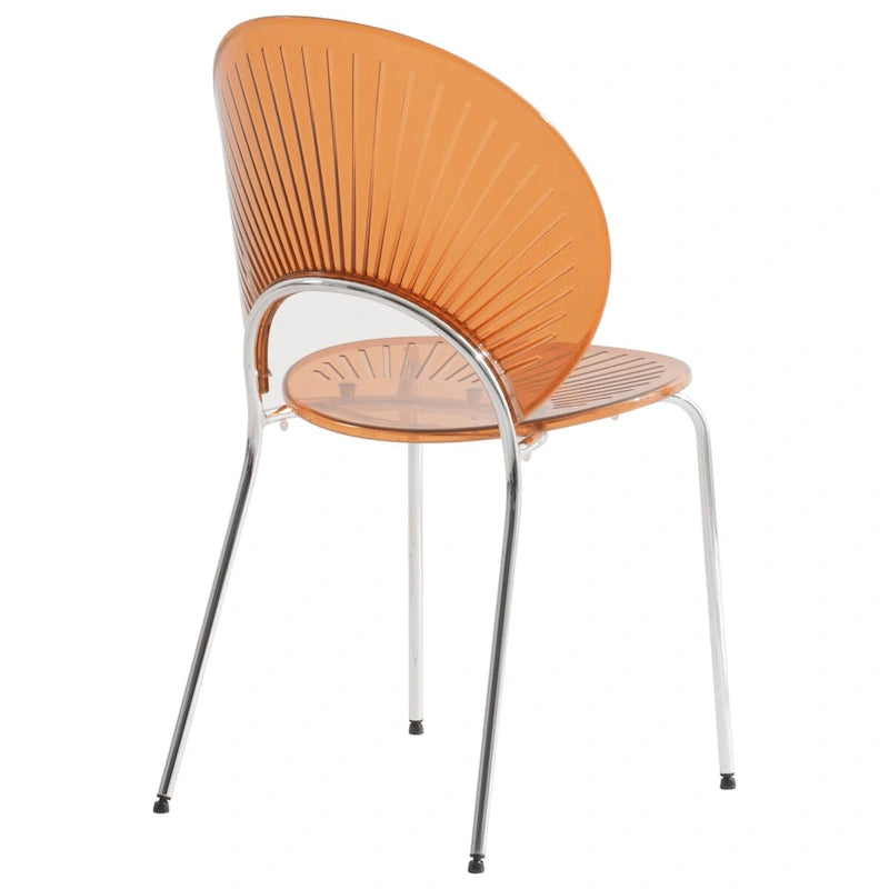Chaise de salle à manger moderne empilable en plastique avec piètement chromé