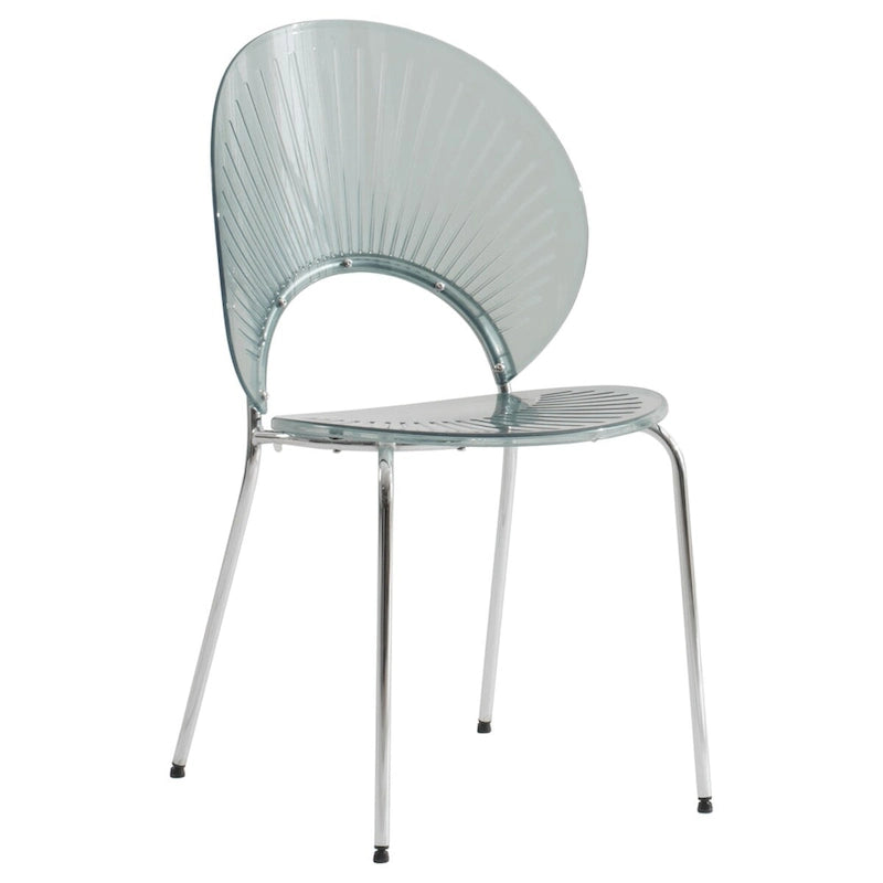 Chaise de salle à manger moderne empilable en plastique avec piètement chromé