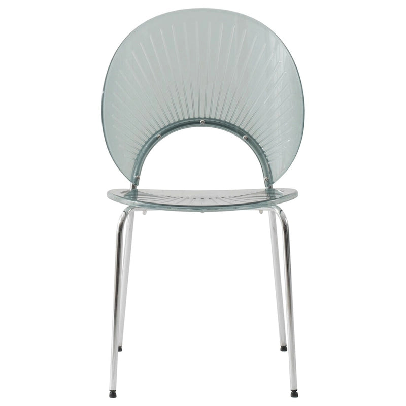 Chaise de salle à manger moderne empilable en plastique avec piètement chromé