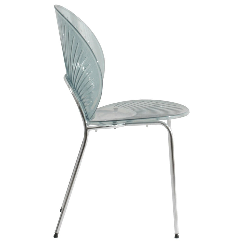 Chaise de salle à manger moderne empilable en plastique avec piètement chromé
