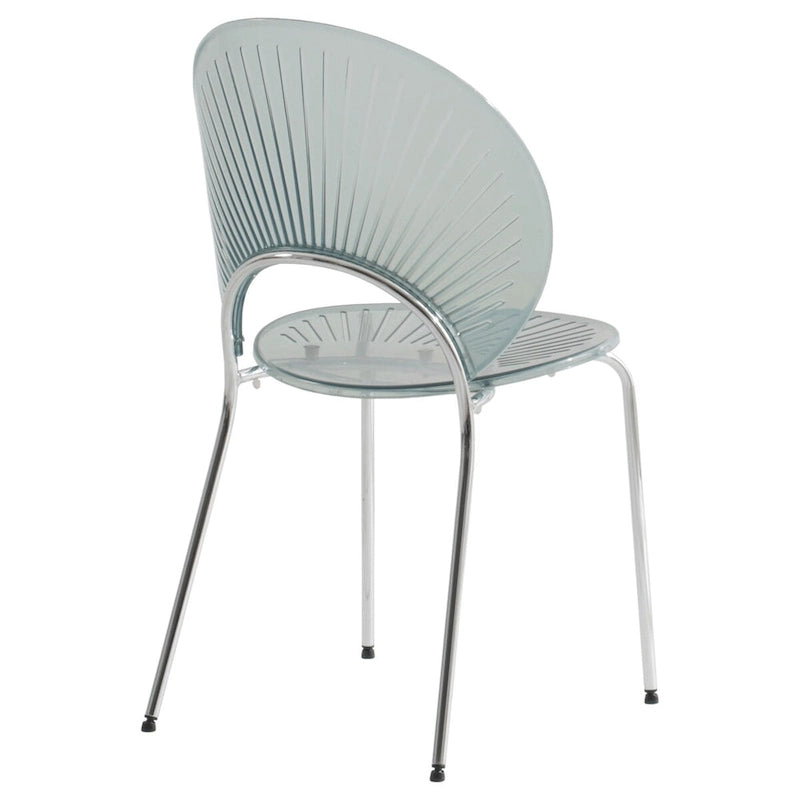 Chaise de salle à manger moderne empilable en plastique avec piètement chromé