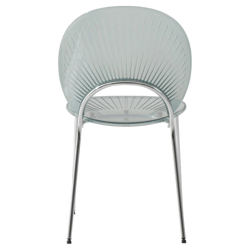 Chaise de salle à manger moderne empilable en plastique avec piètement chromé
